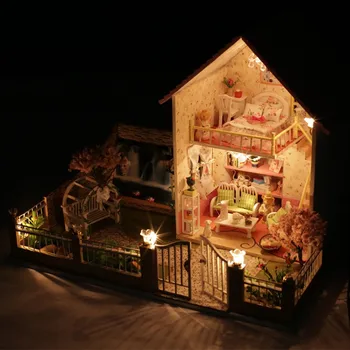 Hot Sunshine DIY Wooden Miniature Doll House Furniture Handmade 3D Miniature Dollhouse Toys Gits