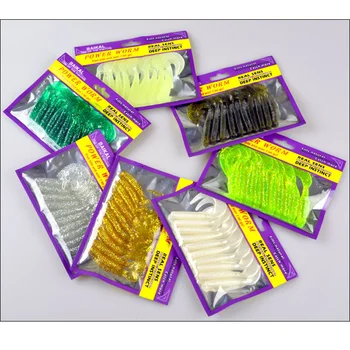 Fish Bite Soft Bait Worm Lures Curly Tail 7cm For Freshwater Saltwater Catch Grub 10 Pieces Bag