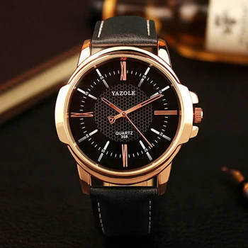 YAZOLE Brand Luxury Famous men watches Fashion leisure Dress Quartz Watch Business leather watch Male Clock Relogio Masculino