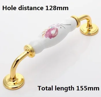 Length 155mm Hole Pitch 128mm ceramic handle Kitchen Furniture Handle cabinet drawer handle