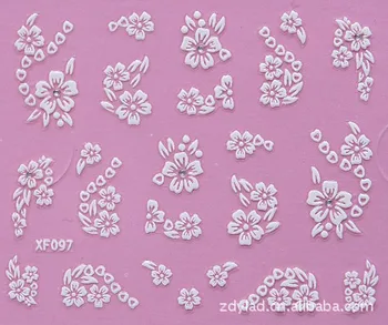 Waterproof Water Transfer Nails Art Sticker fashion white 3D flower design lady women manicure tools Nail Wraps Decals XF097