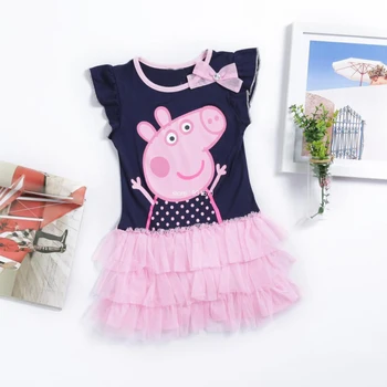 2017 summer new baby girls clothes tutu dress cartoon pig children cotton kids clothing girls dresses