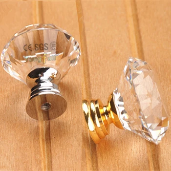 10pcs Vogue Diamond Shape Crystal Cabinet Knob Cupboard Drawer Pull Handle Knobs