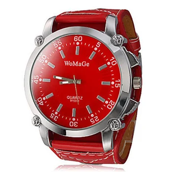 2017 Newest Brand Womage Luxury Wristwatch Casual and Fashion Quartz Watches Leather Straps Big Watch Women Popular Designer