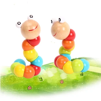 2016 Baby Toys New Variety Twist-colored Insects Wooden Toys Early EducationaL Kid Caterpillar Toys