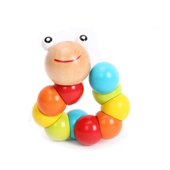 2016 Baby Toys New Variety Twist-colored Insects Wooden Toys Early EducationaL Kid Caterpillar Toys