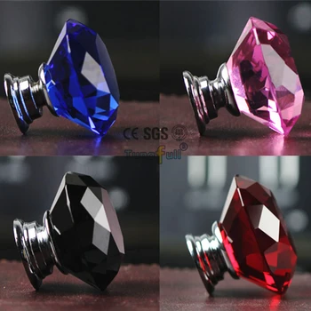 Colorful Express Free Diamond Crystal Glass Drawer Cabinet Wardrobe Door Pull Handle Knobs