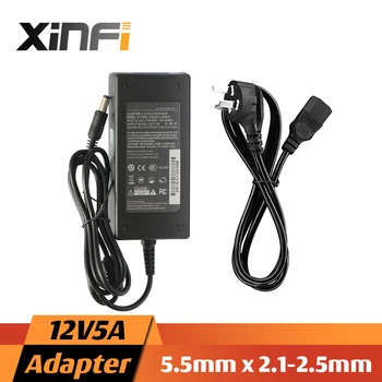XinFi 12V5A AC 100V-240V Converter Adapter DC 12V 5A 5000mA Power Supply EU/US/AU 5.5mm x 2.1-2.5mm for LED CCTV LED LCD Monitor