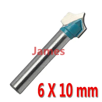 1pc 6*10mm Carbide Wood Making Router End Mill CNC Engraving V Groove Bit Milling Tools on Cutting Carving Hard Wood, PVC