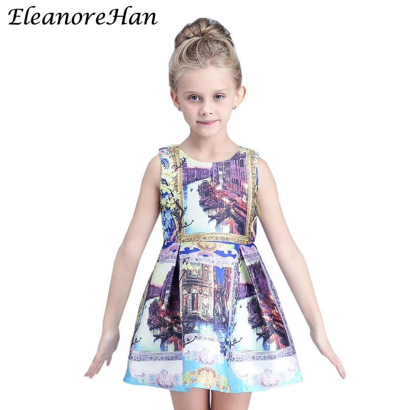 Brands 2016 New Europe Summer Kids Children's Ceremony Girl Dress Princess Dresses for girls Clothes Costumes 4-14