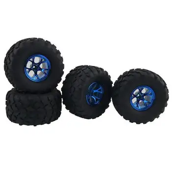 4pcs 1/10 RC monster truck wheels tyres tire for HSP 94188 94111 with silver red blue rim diameter 133mm hex hub 12mm