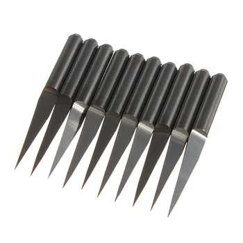 10Pcs/Set 0.1mm 10 Degree Carbide PCB Acrylic ABS Copper Engraving CNC Bit Router Tool Electronic tools Accessories