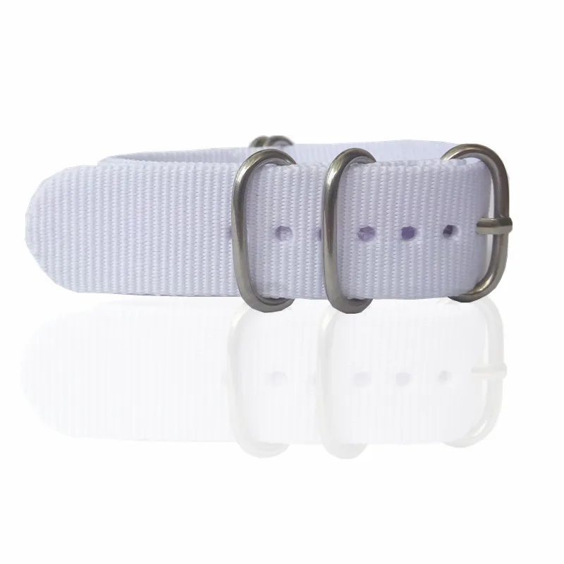 New Watchband 18mm 20mm Nylon Nato Watch Band White Solid color Zulu Nylon Watch Band Straps