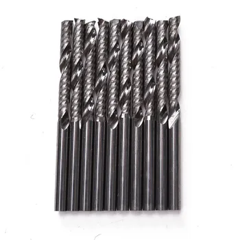 10pcs 1/8 Inch 3.175x25mm Shank 1 Flute Carbide Spiral End Mill CNC Router Bit Tool For Acrylic PVC Wood And Other Materials