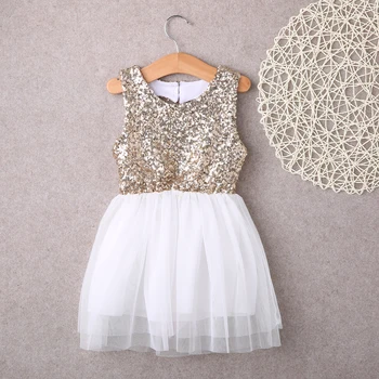 Sequins Princess Kids Baby Flower Girl Dress Bowknot Backless Party Gown Dresses 3-9Y