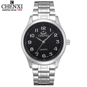 Sale Relojes for men Black and White dial silver bracelet classic watches men CHENXI CX-010A men full steel watch