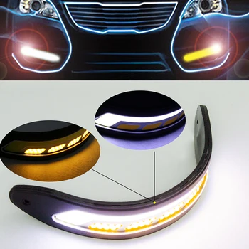 2PCS Flexible Waterproof Side Turn Signals Light Car Styling COB LED Daytime Running Lights DRL Fog Lights With Signal Light CA