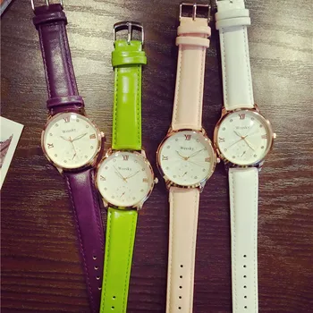 Quality Gift Watches womens bracelet Fashion Lovers Men Women Leather Band Quartz Analog Wrist Watch 2016 Brand