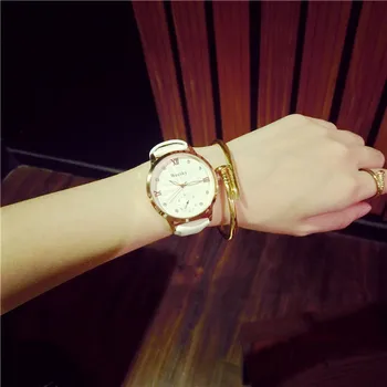 Quality Gift Watches womens bracelet Fashion Lovers Men Women Leather Band Quartz Analog Wrist Watch 2016 Brand