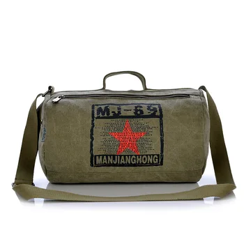 Barrel shaped bag canvas man handbags Military Vintage messenger bags Travel bag 2017 new