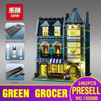 New Lepin 15008B Genuine Streetview Series 10th Anniversary The Light Version Green Grocer Set 10185 Building Blocks Bricks Toys