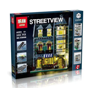 New Lepin 15008B Genuine Streetview Series 10th Anniversary The Light Version Green Grocer Set 10185 Building Blocks Bricks Toys