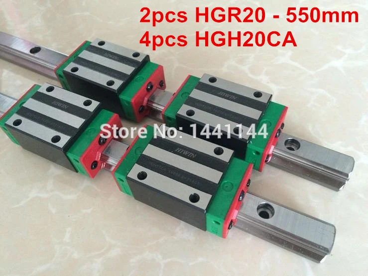 2pcs original HIWIN rail HGR20 - 550mm Linear rail + 4pcs HGH20CA Carriage CNC parts
