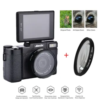 AMKOV 1080P AMK-R2 24MP HD Digital SLR Camera Camcorder+Macro Lens Recording 4x Zoom 3.0