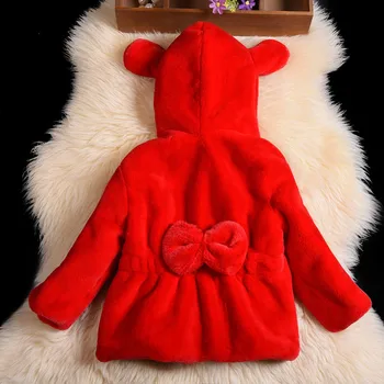 New Luxury Girls Winter Jackets Faxu Fur Children's Outerwear Baby Girl's Warm Hooded Faxu Rabbit Fur Coats For Cold Winter