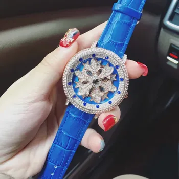 Famous Brand Wathes Full Crystal Rotate Watch Women Luxury Colorful Zircon Rhinestone Watch Bangle Bracelet
