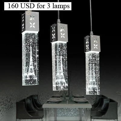Modern brief crystal LED pendant light fixture home deco Paris iron towel inside aluminum pendant lamp