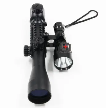 Illuminated 3-9x40EG Tactical Rifle Scope + CREE T6 LED Flash Light 5Mode C8 Torch Flashlight Combo for Riflescope Gun Hunting