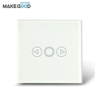 MakeGood UK Standard 1 Gang 1 Way Crystal Glass Panel Touch Switch AC 110-250V Wall Dimmer Switch+LED Indicator for Smart Home