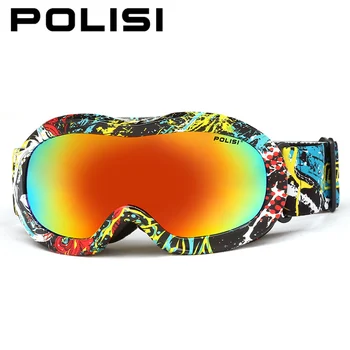 POLISI Children Kids Windproof Anti-Fog Ski Snowboard Goggles Outdoor Sports Skate Snow Glasses Polarized Winter Skiing Eyewear
