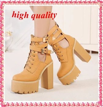 Buckle girls platform boots winter autumn motorcycle fur boots for women high heels ladies shoes woman martin ankle booties Y222