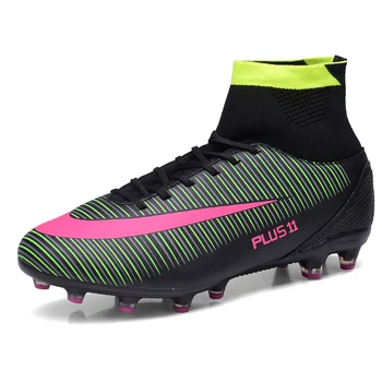 Plus Size 39-46 Mens Outdoor Football Shoes High Ankle Soccer Boots With Socks Zapatillas Futbol Sala Hombres S147