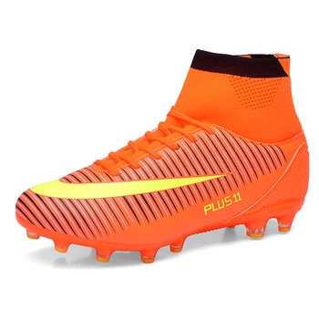Plus Size 39-46 Mens Outdoor Football Shoes High Ankle Soccer Boots With Socks Zapatillas Futbol Sala Hombres S147
