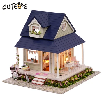 CUTEBEE Doll House Miniature DIY Dollhouse With Furnitures Wooden House Toys For Children Birthday Gift A60