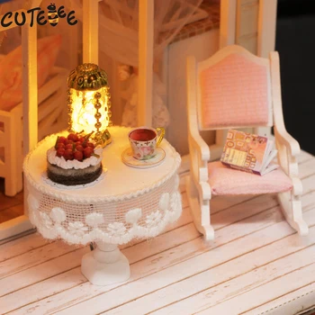 CUTEBEE Doll House Miniature DIY Dollhouse With Furnitures Wooden House Toys For Children Birthday Gift A60