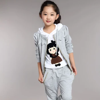 Children's clothing female child autumn Girl Clothes set sports long-sleeve three-piece set Hot Sell New Style