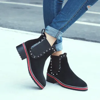 Women 's Boots 2016 fashion personality rivets real leather suede boots