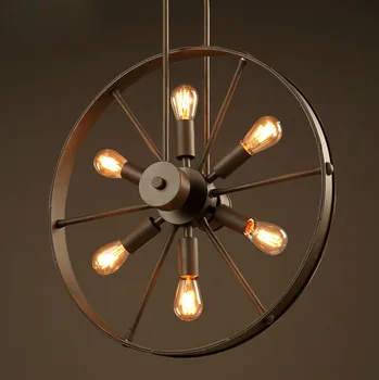 Loft Industrial Pendant Lights American Country Lamps Vintage Lighting for Restaurant and Bedroom Home Decor Black D48cm GR-W60
