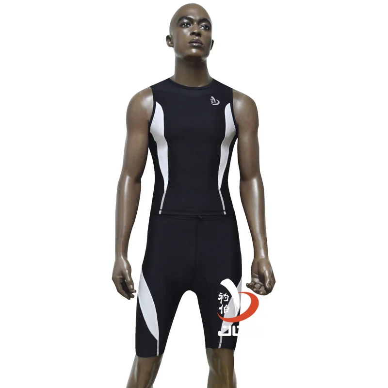 JOB Black Lycra sleeveless ironman triathlon wetsuit one piece bodysuit plus size maternity swimwear rashguard men