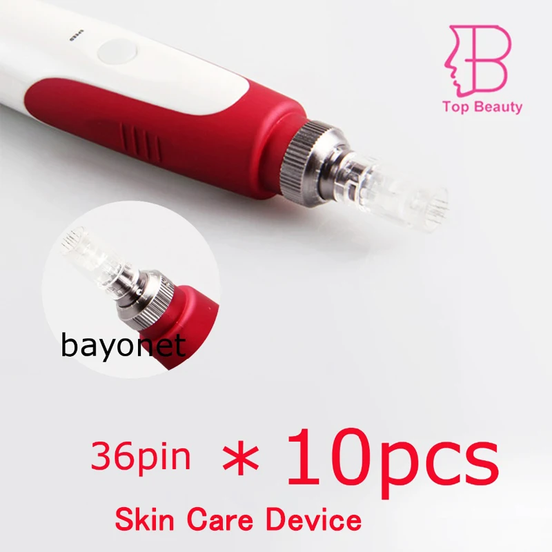 TOP BEAUTY 10pcs Bayonet Needle Cartridge for Electric Auto Microneedle Derma Pen Bayonet Needle Tip