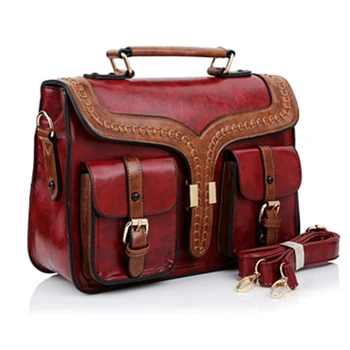 PU Leather British Style Vintage Briefcase Bag Ladies Shoulder Bags Retro Women Postman Bag Mori Girl Handbags