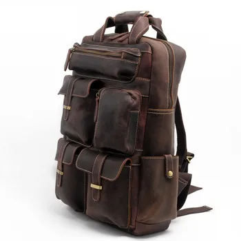 European Heat Crazy Pin Horsehide Package Restore Ancient Ways Layer Cowhide Backpack Leisure Time Genuine Portable Travelling