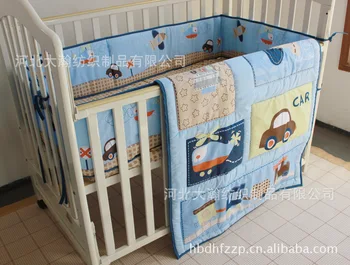 Promotion! 3PCS Car Baby Crib Cot Bedding Set Blanket Bumper Sheet for boys Nursery Bed Kit (bumper+duvet+bed cover)
