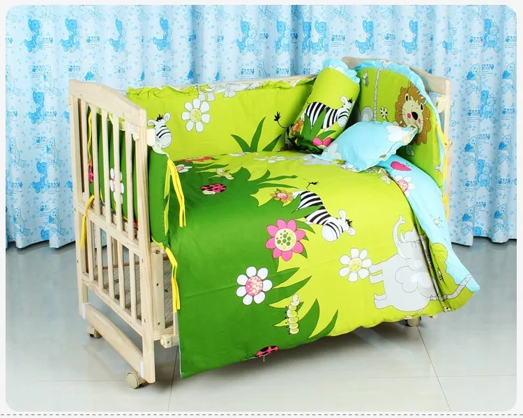 Promotion! 10PCS Baby cot beds and bedding set ,bed linen, baby pillow,quilts,crib bumper (bumpers+matress+pillow+duvet)