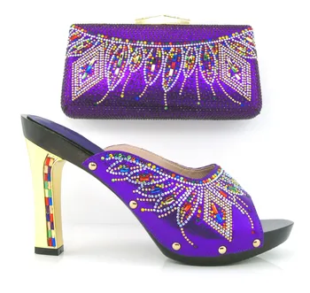 New Design Italian Shoes With Matching Bags purple Color African Women Shoes and Bags Set Size 37-43!HLL1-7