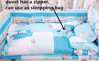 Promotion! 10PCS Baby bed crib set bedding set baby bedding set,unpick(bumpers+matress+pillow+duvet) 100*60/110*65cm